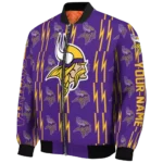 custom minnesota vikings bolt stripe purple bomber jacket best selling
