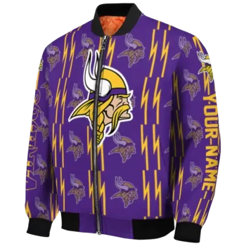 custom minnesota vikings bolt stripe purple bomber jacket best selling