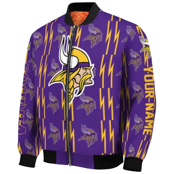 custom minnesota vikings bolt stripe purple bomber jacket best selling