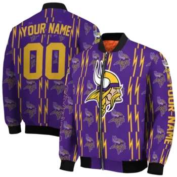 custom minnesota vikings bolt stripe purple bomber jacket fashion forward