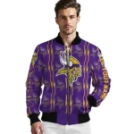 custom minnesota vikings bolt stripe purple bomber jacket best selling
