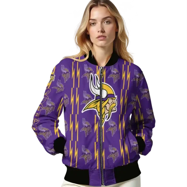 custom minnesota vikings bolt stripe purple bomber jacket latest model