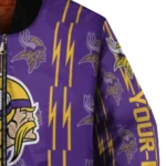 custom minnesota vikings bolt stripe purple bomber jacket best selling