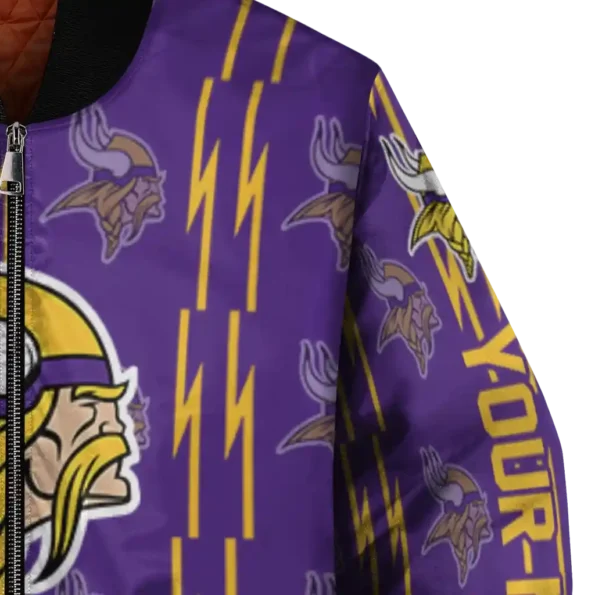 custom minnesota vikings bolt stripe purple bomber jacket premium grade