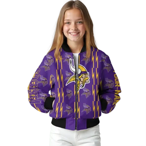 custom minnesota vikings bolt stripe purple bomber jacket top rated