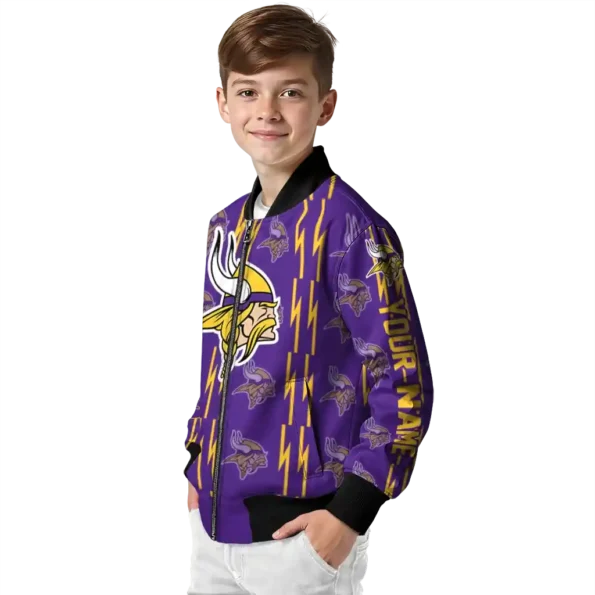 custom minnesota vikings bolt stripe purple bomber jacket trendy