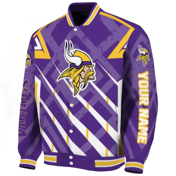 custom minnesota vikings chevron angles purple varsity jacket best selling