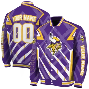 custom minnesota vikings chevron angles purple varsity jacket fashion forward