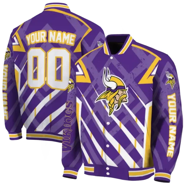 custom minnesota vikings chevron angles purple varsity jacket fashion forward