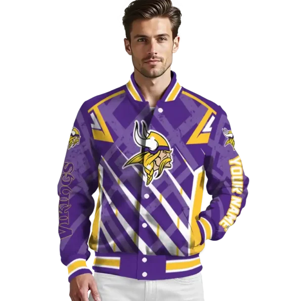 custom minnesota vikings chevron angles purple varsity jacket high quality