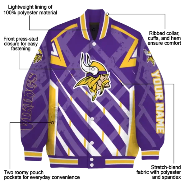 custom minnesota vikings chevron angles purple varsity jacket new arrival