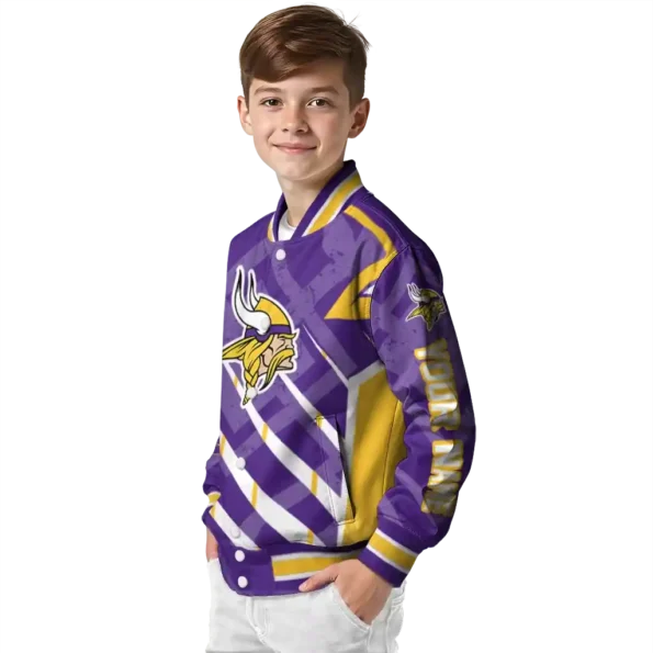 custom minnesota vikings chevron angles purple varsity jacket trendy