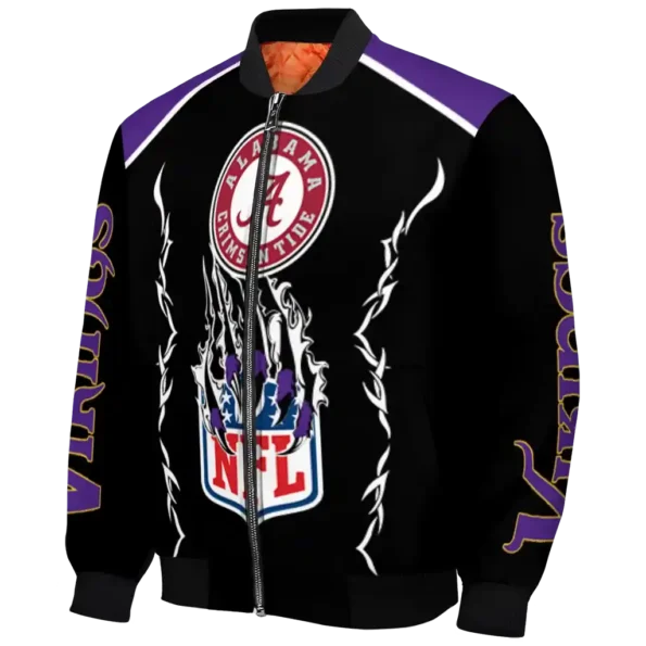 custom minnesota vikings claw blood purple black bomber jacket best selling