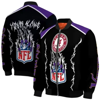 custom minnesota vikings claw blood purple black bomber jacket fashion forward