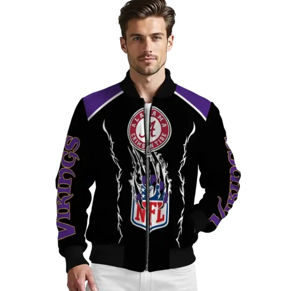 custom minnesota vikings claw blood purple black bomber jacket high quality