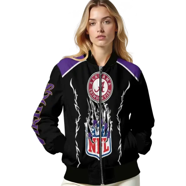 custom minnesota vikings claw blood purple black bomber jacket latest model
