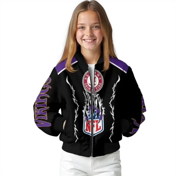 custom minnesota vikings claw blood purple black bomber jacket top rated