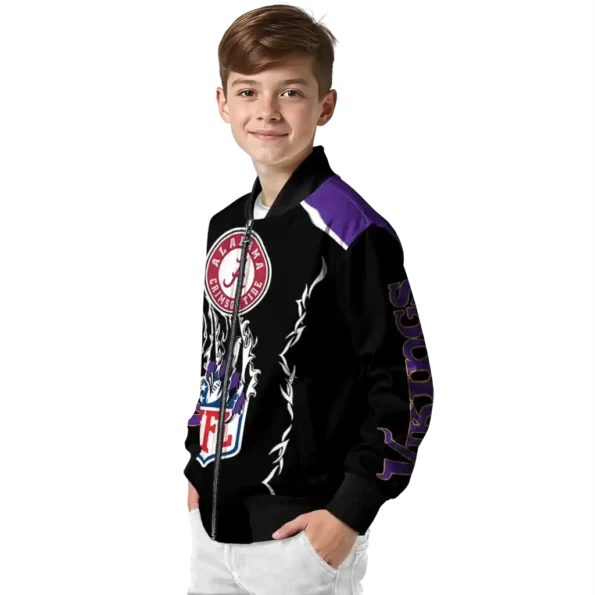 custom minnesota vikings claw blood purple black bomber jacket trendy