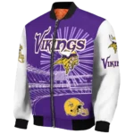 custom minnesota vikings ferris arena purple white bomber jacket best selling
