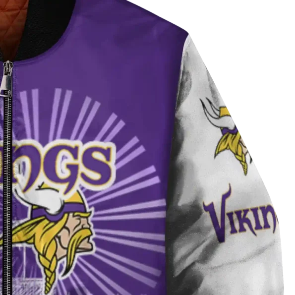 custom minnesota vikings ferris arena purple white bomber jacket premium grade