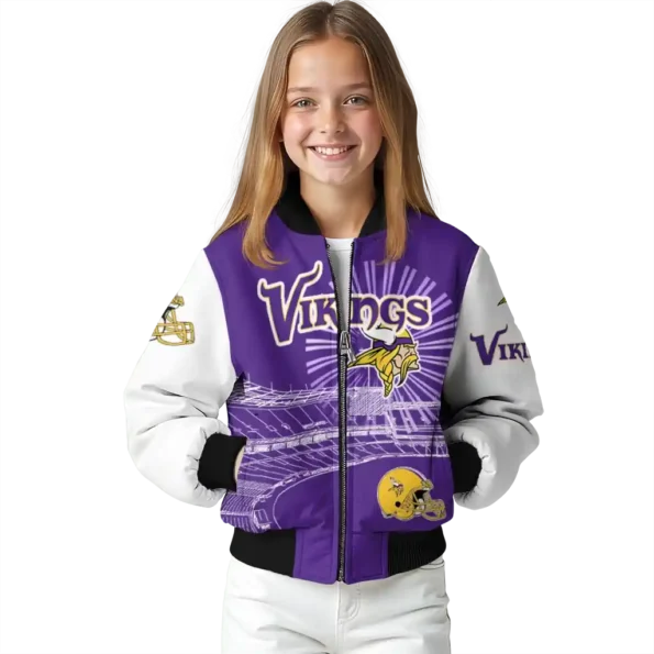 custom minnesota vikings ferris arena purple white bomber jacket top rated