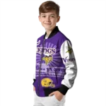 custom minnesota vikings ferris arena purple white bomber jacket best selling