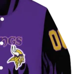 custom minnesota vikings flame border purple black varsity jacket best selling
