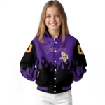 custom minnesota vikings flame border purple black varsity jacket best selling