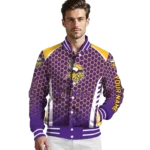 custom minnesota vikings hexagon grid purple varsity jacket best selling