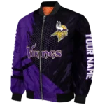 custom minnesota vikings hexagon mesh purple black bomber jacket best selling