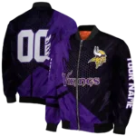 custom minnesota vikings hexagon mesh purple black bomber jacket best selling