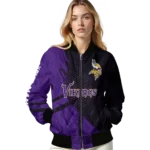 custom minnesota vikings hexagon mesh purple black bomber jacket best selling