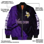 custom minnesota vikings hexagon mesh purple black bomber jacket best selling