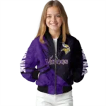 custom minnesota vikings hexagon mesh purple black bomber jacket best selling