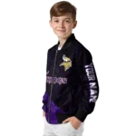custom minnesota vikings hexagon mesh purple black bomber jacket best selling