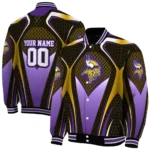custom minnesota vikings mesh chest gold crocs black varsity jacket best selling