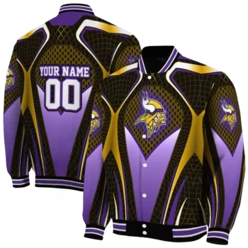 custom minnesota vikings mesh chest gold crocs black varsity jacket fashion forward