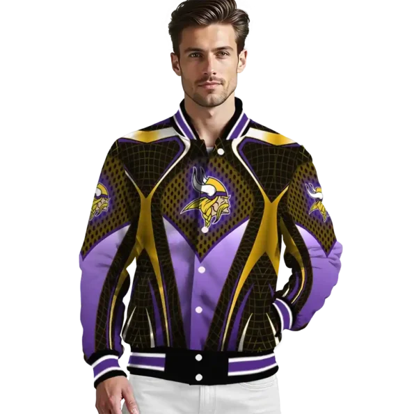 custom minnesota vikings mesh chest gold crocs black varsity jacket high quality