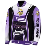 custom minnesota vikings mesh effect purple black varsity jacket best selling