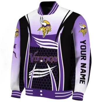 custom minnesota vikings mesh effect purple black varsity jacket best selling