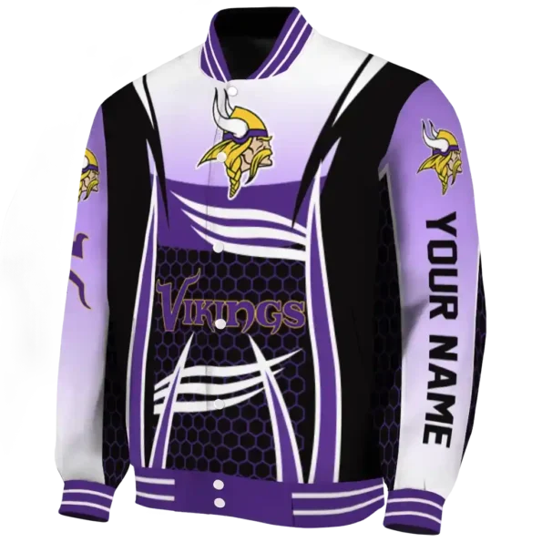 custom minnesota vikings mesh effect purple black varsity jacket best selling