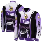 custom minnesota vikings mesh effect purple black varsity jacket best selling