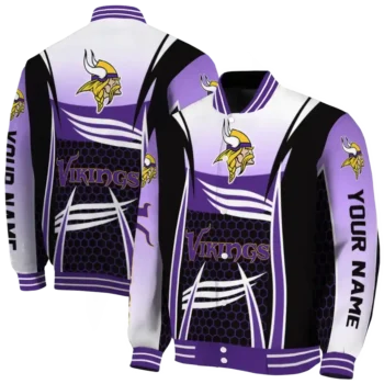 custom minnesota vikings mesh effect purple black varsity jacket fashion forward