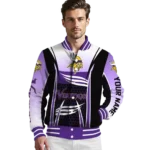 custom minnesota vikings mesh effect purple black varsity jacket best selling