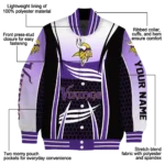 custom minnesota vikings mesh effect purple black varsity jacket best selling