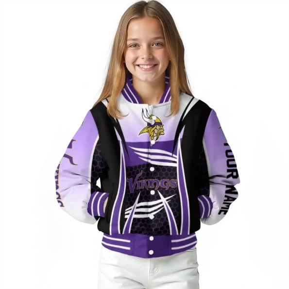custom minnesota vikings mesh effect purple black varsity jacket top rated