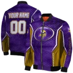 custom minnesota vikings power plate purple bomber jacket best selling