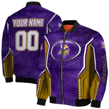 custom minnesota vikings power plate purple bomber jacket fashion forward
