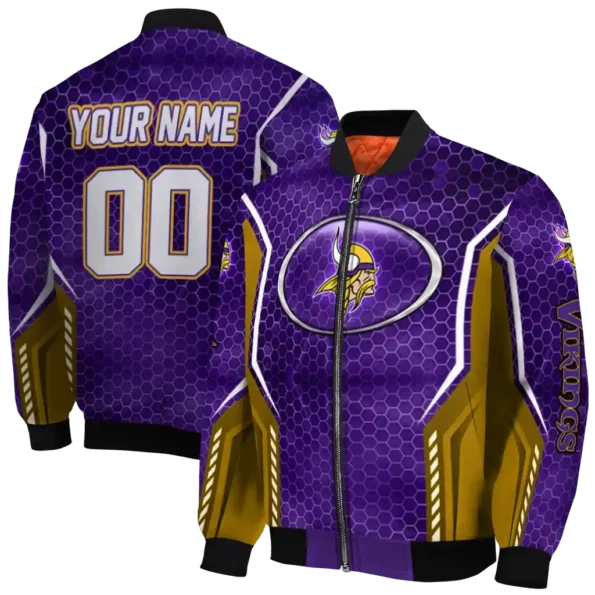 custom minnesota vikings power plate purple bomber jacket fashion forward