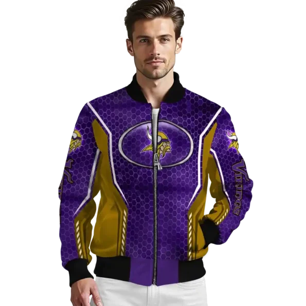 custom minnesota vikings power plate purple bomber jacket high quality